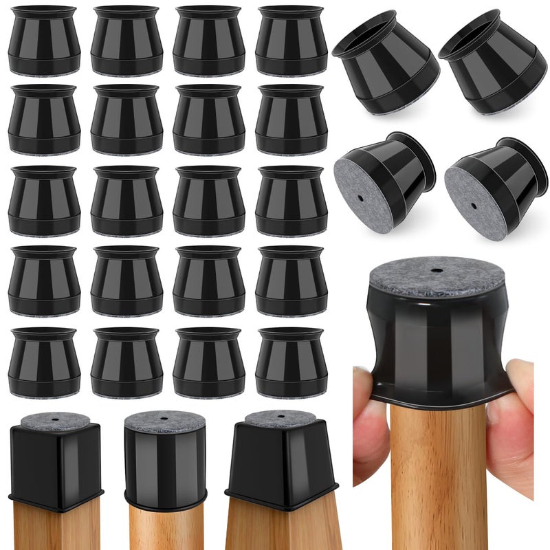 ANSIBLE 24 Pcs Chair Leg Floor Protectors Round, Silicone Felt Furniture Leg Pads Caps Covers for Hardwood Floors (Fit 1-5/16"" to 2"") - Image 1